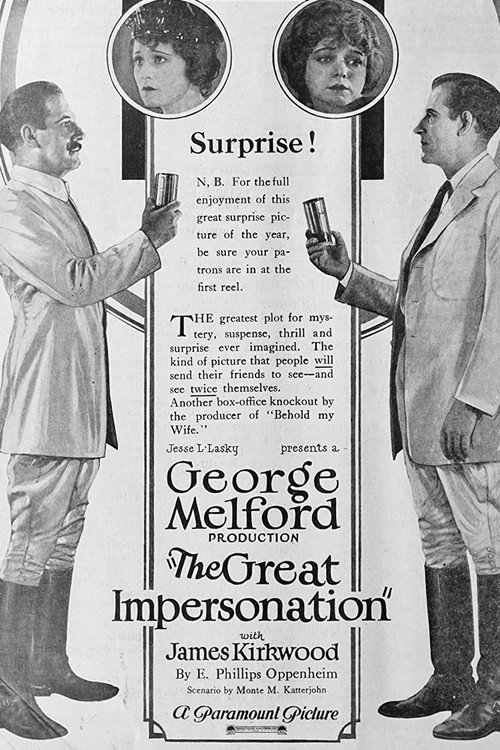 Movie poster for The Great Impersonation (1921)