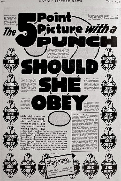 Movie poster for Should She Obey? (1917)