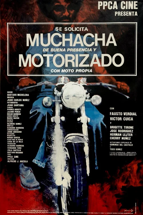 Movie poster for Wanted: Good Looking Receptionist and Messenger with His Own Motorcycle (1977)