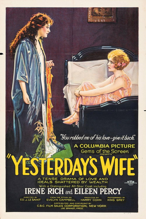 Movie poster for Yesterday's Wife (1923)