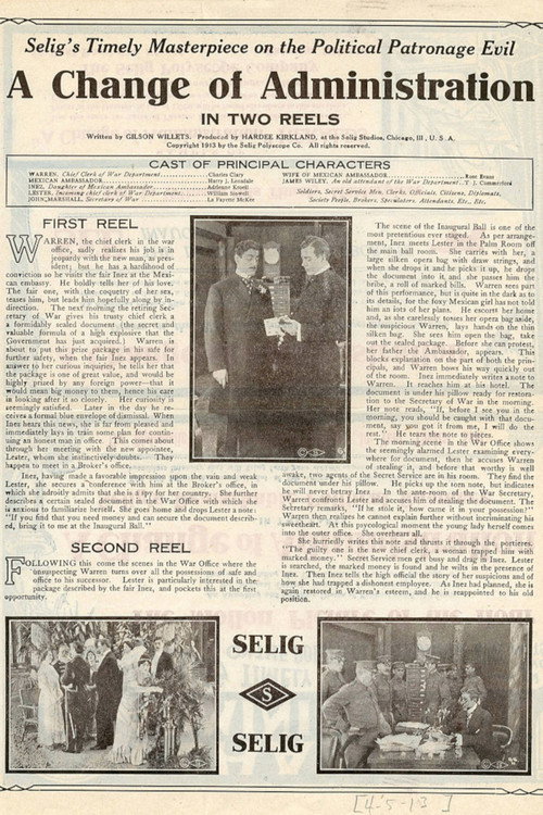 Movie poster for A Change of Administration (1913)