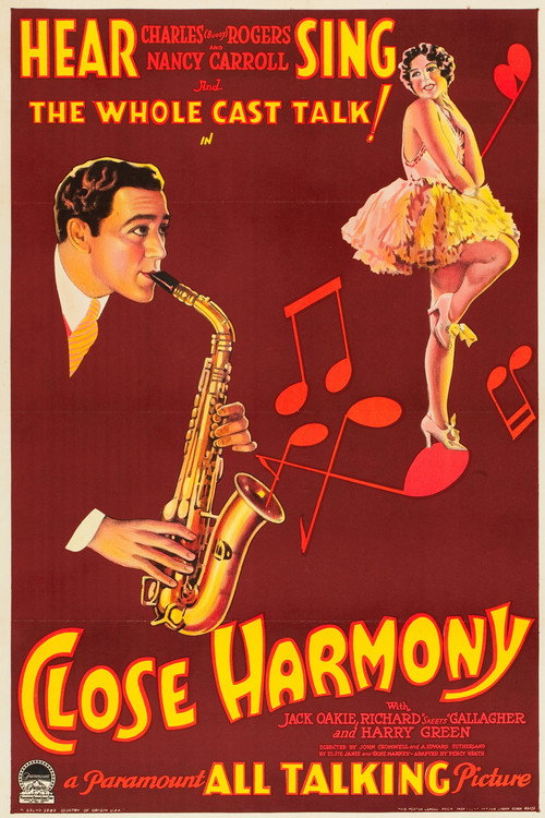Movie poster for Close Harmony (1929)