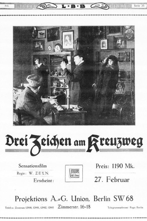 Movie poster for Drei Zeichen am Kreuzweg (1914)