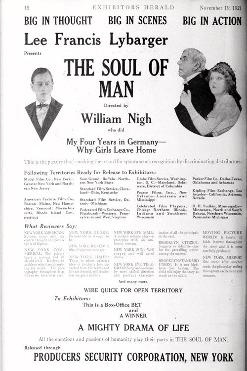 Movie poster for The Soul of Man (1921)