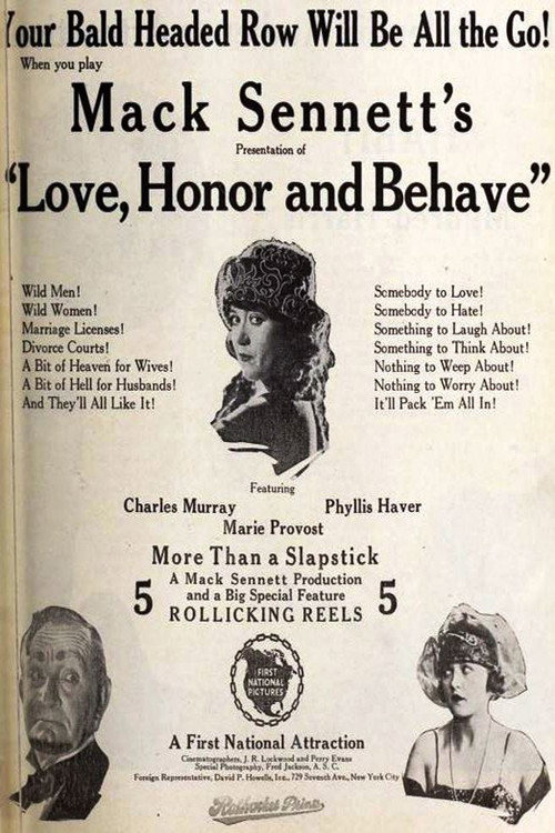 Movie poster for Love, Honor and Behave (1920)