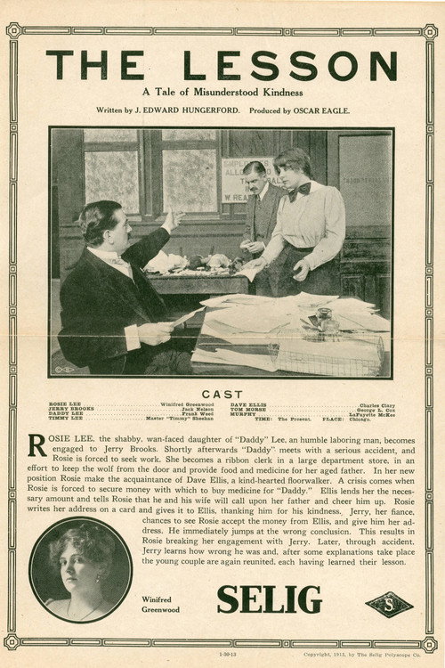 Movie poster for The Lesson (1913)