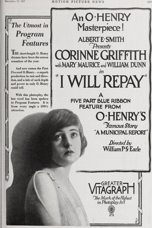 Movie poster for I Will Repay (1917)