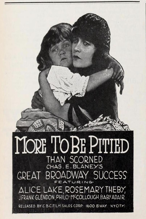 Movie poster for More to Be Pitied Than Scorned (1922)