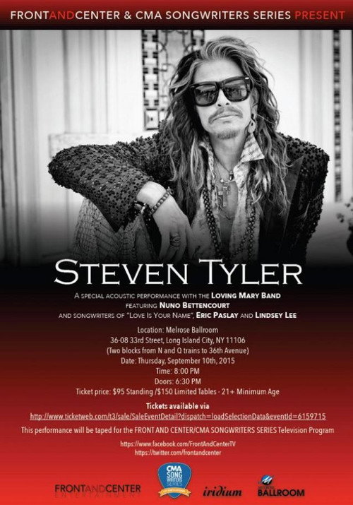 Movie poster for Steven Tyler ‎– Front And Center (2015)