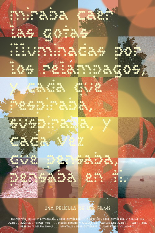 Movie poster for Miraba caer las gotas iluminadas por los relámpagos, y cada que respiraba suspiraba, y cada vez que pensaba, pensaba en ti (2025)