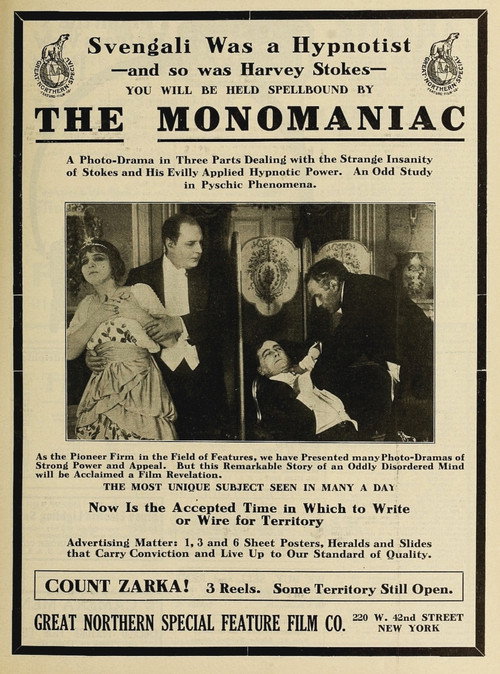 Movie poster for The Monomaniac (1914)