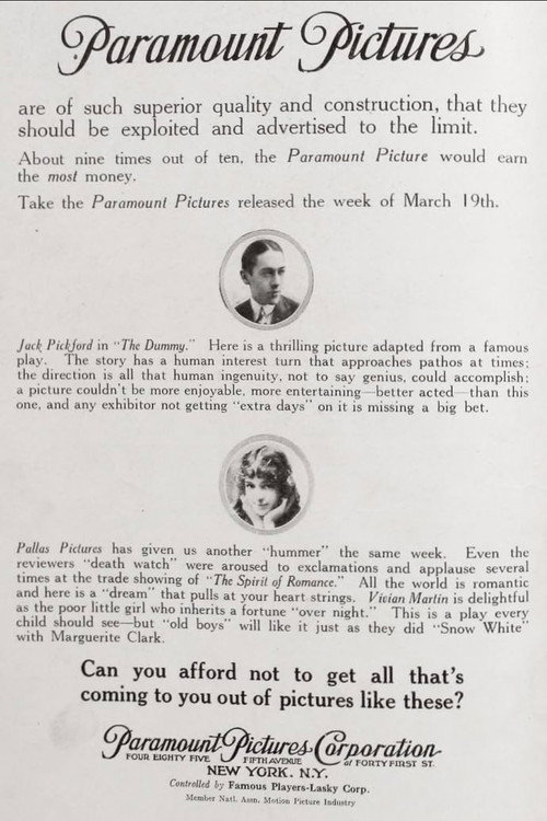 Movie poster for The Dummy (1917)