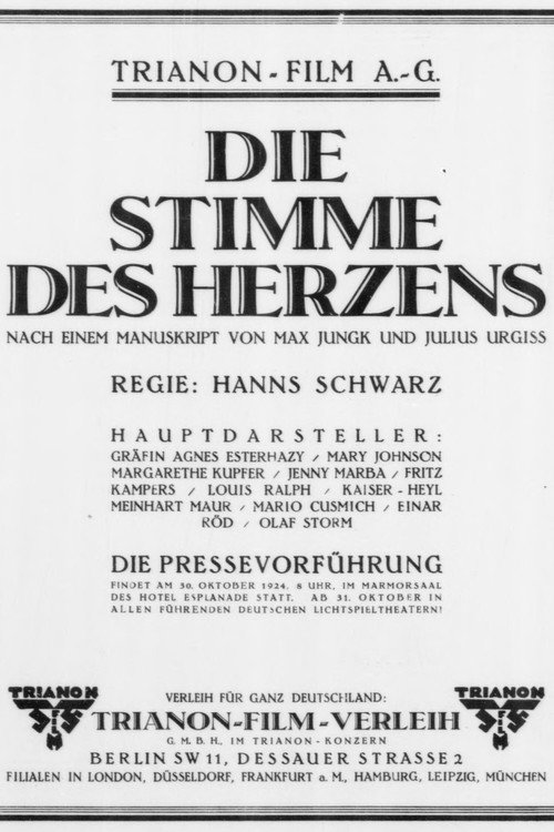 Movie poster for Die Stimme des Herzens (1924)