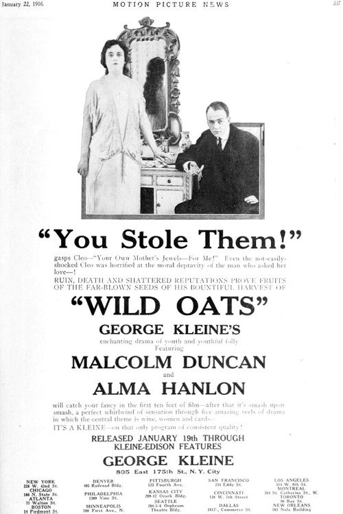 Movie poster for Wild Oats (1916)
