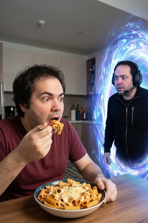 Movie poster for Oğuz Sasi Meets With Oğuz Sasi Who Comes From Other Dimension While Eating Pasta With Cheese