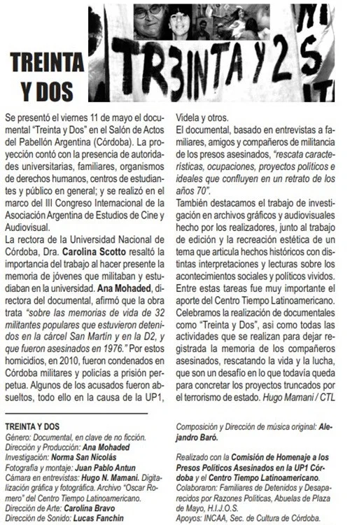 Movie poster for Treinta y dos: un documental de muchos tiempos (2012)