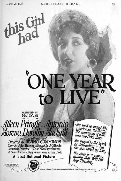 Movie poster for One Year to Live (1925)