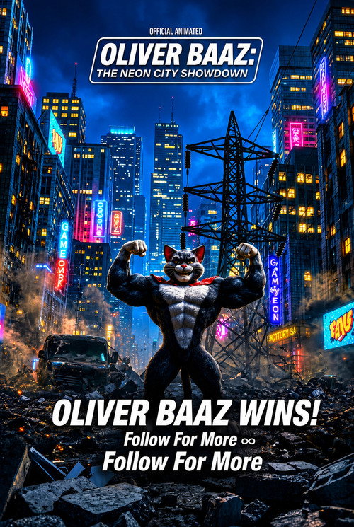 Movie poster for OLIVER BAAZ: THE NEON CITY SHOWDOWN (2026)