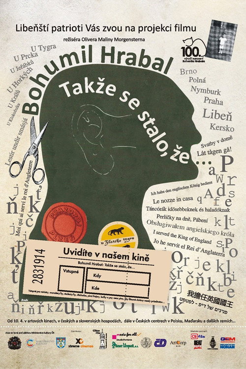 Movie poster for Bohumil Hrabal „Takže se stalo, že...“ (2014)
