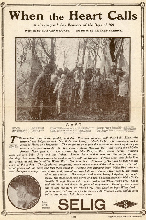 Movie poster for When the Heart Calls (1912)