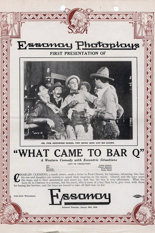 Movie poster for What Came to Bar Q (1914)