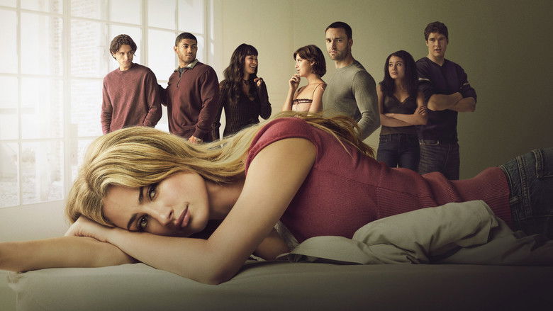 Lucy looking anxious at a crowded college party