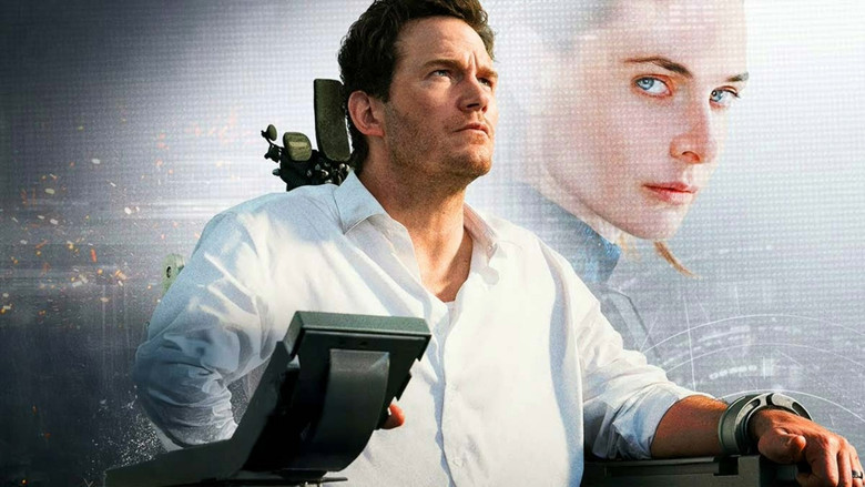 A glowing holographic projection of an AI face