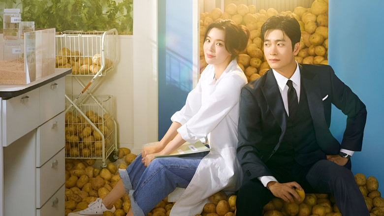 The Potato Lab’s rural institute, where the earthy tones of the fields contrast sharply with the sterile corporate world Baek-ho represents.
