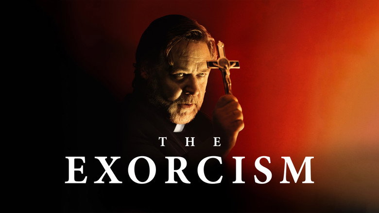 Russell Crowe as Anthony Miller, his face half-lit by the flickering light of a movie set, eyes wide with something between terror and recognition