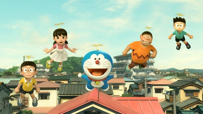 Nobita sitting alone on a train station bench at dusk, his small figure dwarfed by the empty platform.