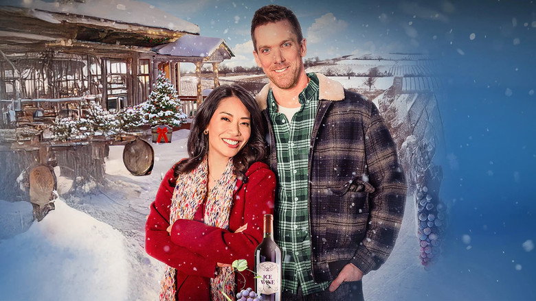 Heather and Rudy standing in a snowy vineyard, their breath visible in the cold air, tension simmering between them