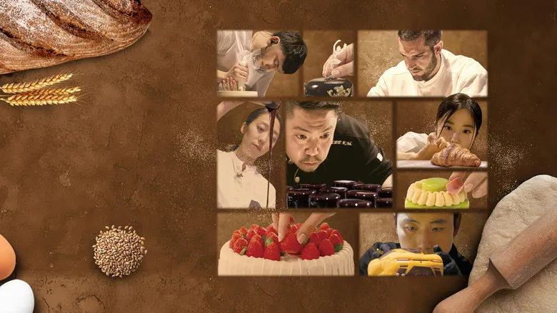 A chef carefully inspecting a delicate sugar sculpture on a workstation