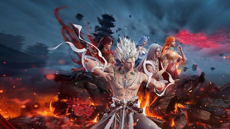 Meng Chuan in a quiet, contemplative moment with his weapon, the ink-wash style blending with 3D models