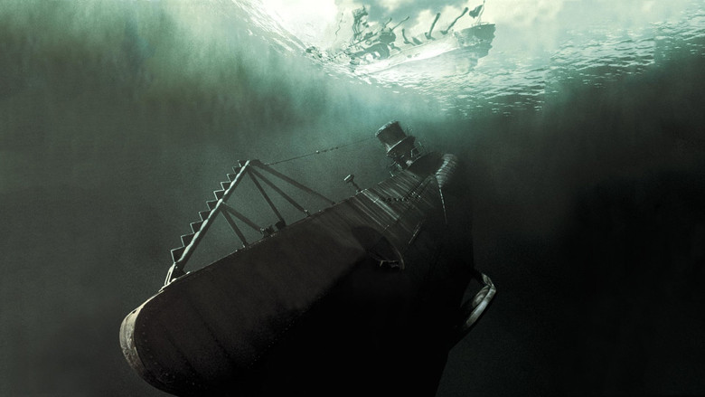 A tense moment inside the submarine, the crew huddled in dim light as they navigate the perils of their mission.