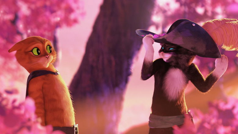 Puss, Kitty Softpaws, and Perrito navigating their strange new landscape