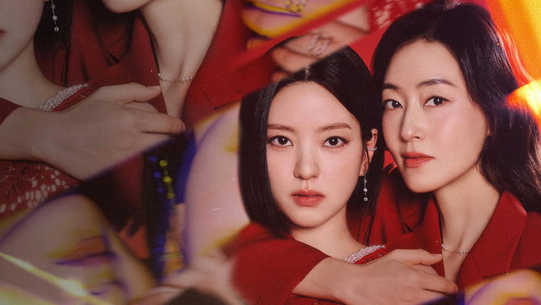 Two women staring at a corporate building in the rain