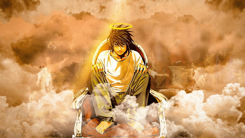 L and Light Yagami sitting opposite each other