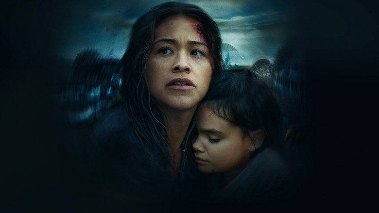A family huddles in the dim glow of a flashlight, their faces strained with exhaustion