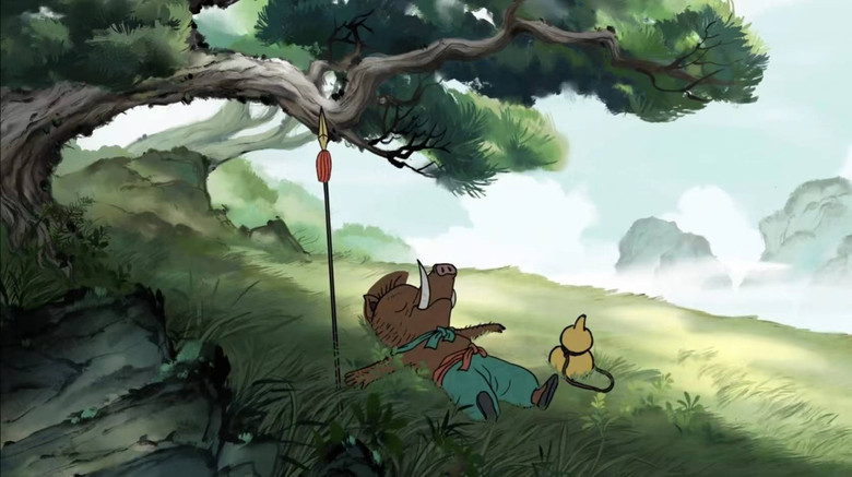 A futuristic landscape contrasting with traditional Chinese architectural elements