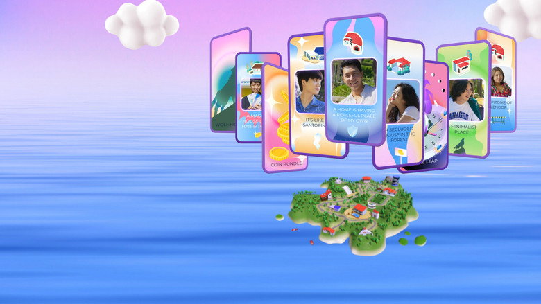 The cast gathers on a sunlit beach, their expressions a mix of amusement and competitive tension