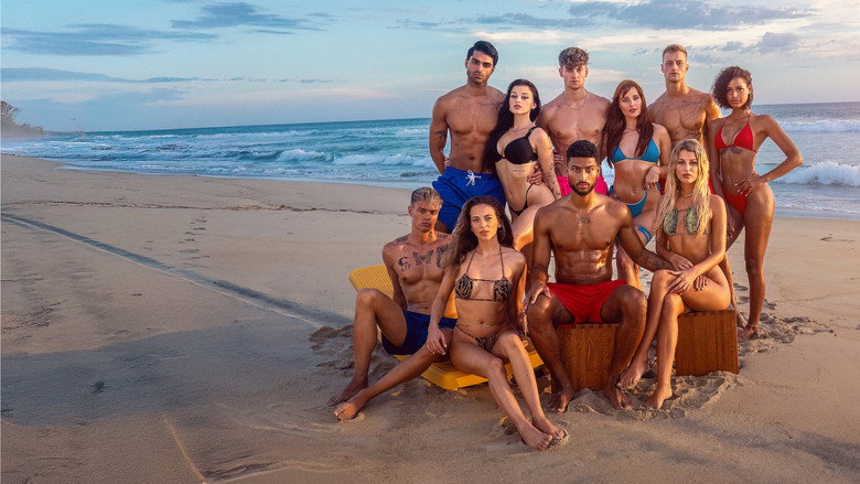 A group of contestants lounging by a pool, their body language a mix of forced intimacy and studied indifference