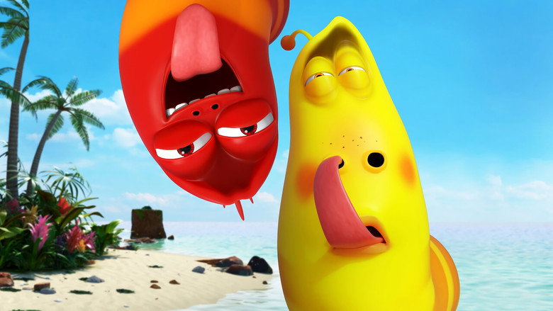 Red and Yellow, the larvae, stranded on a tropical island with a bewildered Chuck