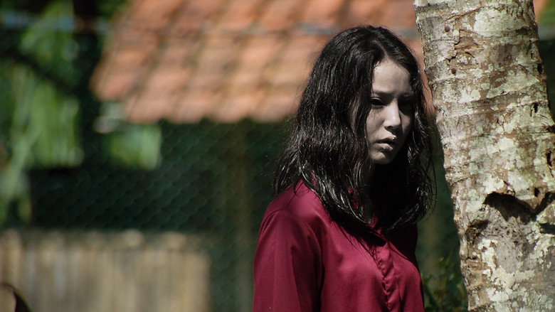 A dimly lit hallway in a boarding school, the walls lined with lockers, the air thick with an unnatural stillness.