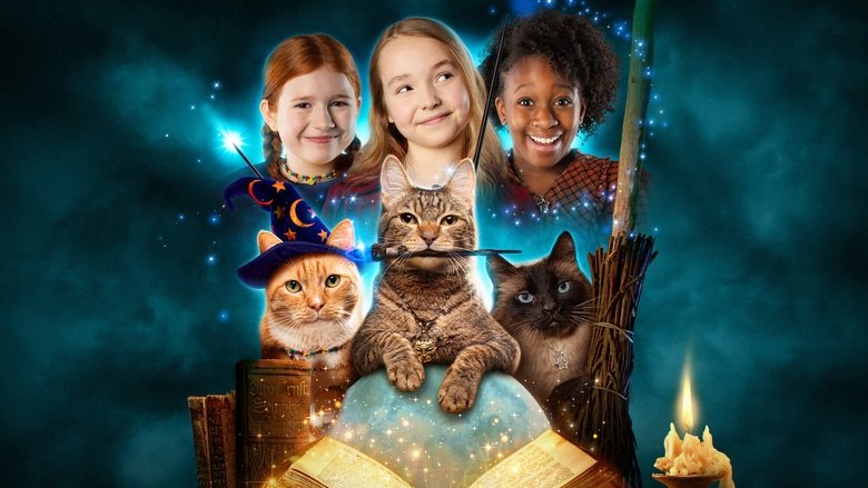 A shadowy alleyway at night, where three small figures, two girls and a cat, huddle together, their eyes wide with a mix of fear and determination.