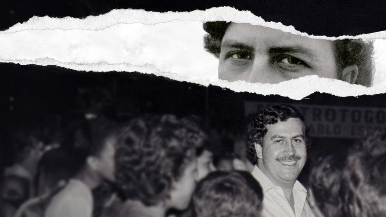 A grainy news clip of Pablo Escobar, his face half in shadow, as if already receding into history.