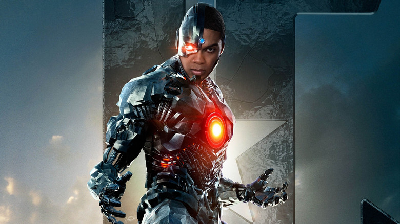 The Justice League team stands together in a brightly lit alien environment