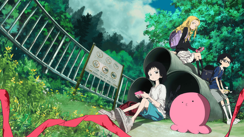 Takopi hovering eagerly around a desolate Shizuka