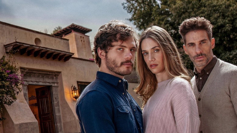 A dimly lit hallway, shadows stretching long across the floor, as Bárbara and Santiago stand at opposite ends, their faces half-hidden in the gloom.