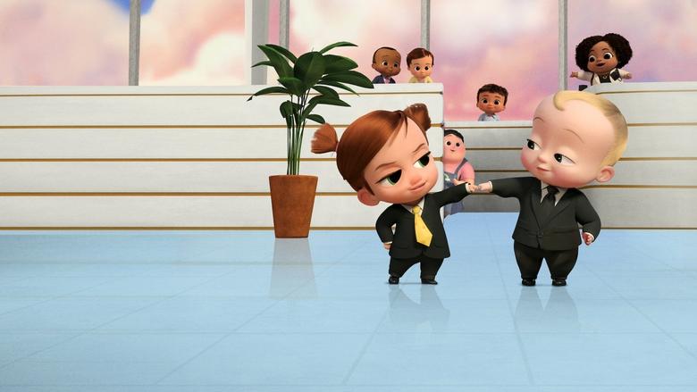 A baby in a suit, mid-stride, carrying a briefcase that’s nearly as big as he is