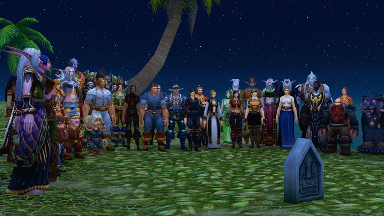 A close-up of Mats Steen’s World of Warcraft avatar, Ibelin, standing in a misty virtual forest, his armor glowing faintly in the dim light.